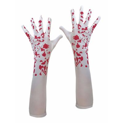 Funny Fashion Bebloede handschoenen - voor dames - met bloed spetters - one size Funny Fashion Bebloede handschoenen - voor dames - met bloed spetters - one size