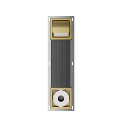 Toiletrolhouder met Klep en Reserverolhouder Inbouw BWS Milan Geborsteld Messing Boss & Wessing