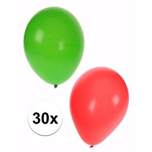 Kerst ballonnen 30 stuks groen/rood