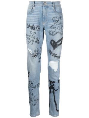 DOMREBEL jean skinny imprimé - Bleu