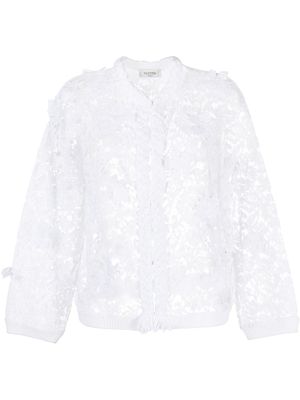 Valentino Garavani cardigan à fleurs en dentelle - Blanc