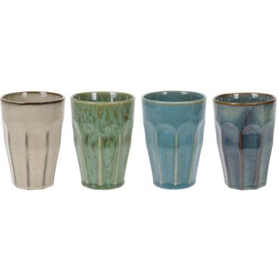 Koffiekopjes - porselein - multi kleuren - set 4x stuks - 330 ml