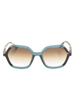 Etnia Barcelona lunettes de soleil géométriques à logo gravé - Marron