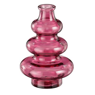 Bloemenvaas Sira - transparant glas - roze - D14,5 x H22 cm - vaas - sierlijk model