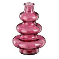 Bloemenvaas Sira - transparant glas - roze - D14,5 x H22 cm - vaas - sierlijk model