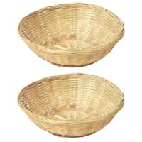 Mand - 3x stuks - riet - schaal - bruin - 30 x 9 cm - rond - fruitschaal - decoratieschaal/serveersc