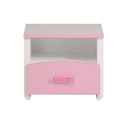 2e Halve Prijs Leen Bakker - Nachtkastje Kiki - 1 Lade - /roze - Spaanplaat - Wit - 33x48x42.1 Cm
