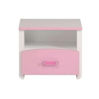 2e Halve Prijs Leen Bakker - Nachtkastje Kiki - 1 Lade - /roze - Spaanplaat - Wit - 33x48x42.1 Cm