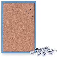 Prikbord incl. 25x punaises zilver - 40 x 60 cm - blauw - kurk
