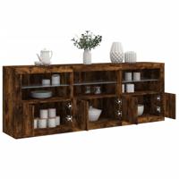 Dressoir met LED-verlichting 181,5x37x67 cm gerookt eikenkleur Dressoir met LED-verlichting 181,5x37x67 cm gerookt eikenkleur