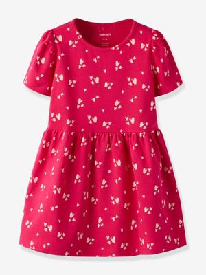 Jurk van jersey voor meisjes met korte mouwen en print NAME IT framboos
