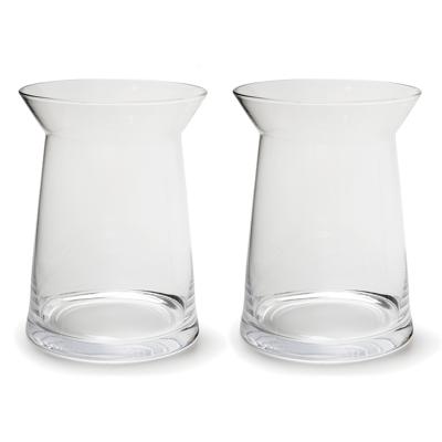Transparante trechter vaas van glas - Set van 2x stuks - D23 x H30 cm - Glazen bloemenvaas - Boeketv