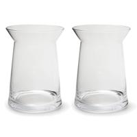 Transparante trechter vaas van glas - Set van 2x stuks - D23 x H30 cm - Glazen bloemenvaas - Boeketv