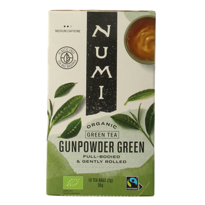 Numi Green tea gunpowder bio 18 Zakjes Numi Green tea gunpowder bio 18 Zakjes
