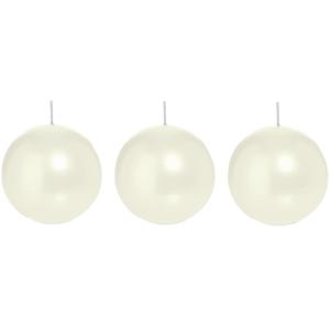 Trend Candles Bolkaars glad - 3x - parelmoer - 7 cm - 16 branduren - ronde kaarsen