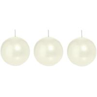 Trend Candles Bolkaars glad - 3x - parelmoer - 7 cm - 16 branduren - ronde kaarsen