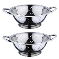 Vergiet - 2x - RVS - 24 cm - met handvatten - pasta/aardappels afgieten