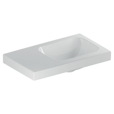 Geberit iCon Light fontein 53x31 cm, zonder kraangat, zonder overloop aflegvlak links, met KeraTect, wit Geberit iCon Light fontein 53x31 cm, zonder kraangat, zonder overloop aflegvlak links, met KeraTect, wit