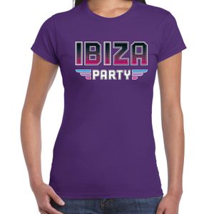 Ibiza party t-shirt paars voor dames