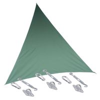 Premium kwaliteit schaduwdoek/zonnescherm Shae driehoek groen 4 x 4 x 4 meter met ophanghaken - Schaduwdoeken - thumbnail