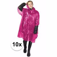 10x roze poncho met capuchon voor volwassenen