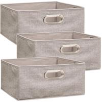 Opbergmand/kastmand - Set van 3x stuks - beige - linnen - 14 liter - 31 x 31 x 15 cm - Opbergbox - V