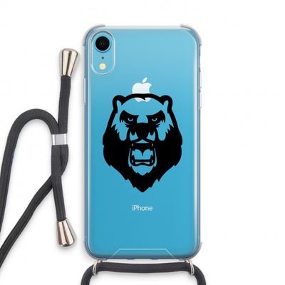 Angry Bear (black): iPhone XR Transparant Hoesje met koord