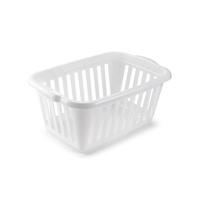 Wasmand - wit - kunststof - 40 liter - 60 x 40 x 26 cm - manden voor wasgoed - huishouden
