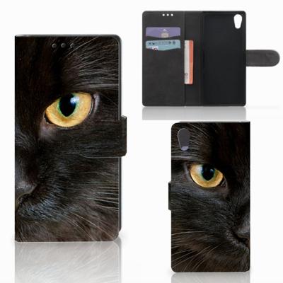 Sony Xperia XA1 | Telefoonhoesje | Met pasjeshouder | Zwarte Kat