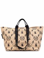 Philipp Plein sac cabas en osier à motif monogrammé - Tons neutres - thumbnail