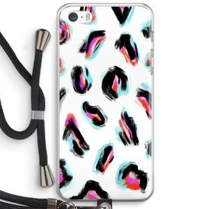 Cheetah color: iPhone 5 / 5S / SE Transparant Hoesje met koord