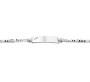 TFT Graveerarmband Zilver Hart Figaro Plaat 4,8 mm 11 - 13 cm