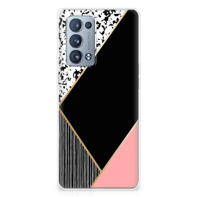 OPPO Reno 6 Pro Plus 5G | TPU Hoesje | Zwart Roze Vormen