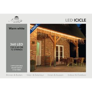 Kerst ijspegelverlichting met timer 360 lampjes warm wit 7,2 m