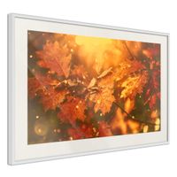 Ingelijste Poster - Gouden Bladeren, Herfst, Witte lijst met passe-partout - thumbnail