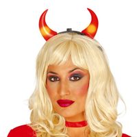 Duivel hoorntjes - rood - kunststof - Halloween thema - Verkleedhoofddeksels - thumbnail
