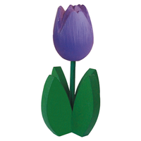 Decoratie houten paarse tulpen - thumbnail