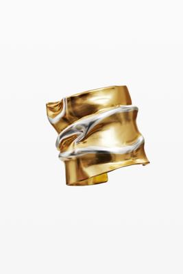 Grote tweekleurige armband verguld met goud en zilver Zalio - MATERIAL FINISHES - U