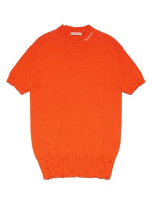 Marni Kids robe en maille à logo brodé - Orange