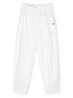 Monnalisa pantalon droit à plaque logo - Blanc