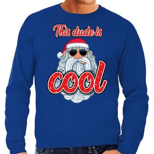 Foute kerstborrel trui / kersttrui this dude is cool / stoere santa blauw voor heren 2XL (56)  -