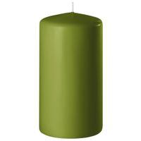 1x Olijf groene cilinderkaars/stompkaars 6 x 12 cm 45 branduren