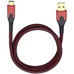 USB 3.2 Gen 1 (USB 3.0) [1x USB 3.2 Gen 1 stekker A (USB 3.0) - 1x USB-C stekker] 1.00 m Rood/zwart Vergulde steekcontacten Oehlbach USB Evolution C3