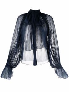 Atu Body Couture blouse transparente à col lavallière - Bleu