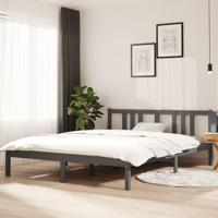 Bedframe massief hout grijs 150x200 cm