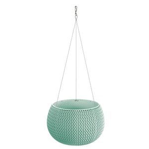 Plantenpot/bloempot hangend kunststof dia 24 cm mintgroen met metalen haak   -