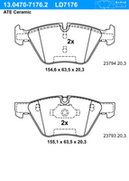 Remblokkenset, schijfrem ATE Ceramic ATE, u.a. für BMW - thumbnail