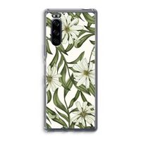Wit bloemenpatroon: Sony Xperia 5 Transparant Hoesje