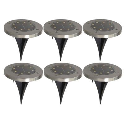 Gerim Tuinverlichting - 6x stuks - grondspotjes - solar - LED - 14 cm