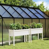 VidaXL Plantenbakken met poten 2 st massief grenenhout wit - thumbnail